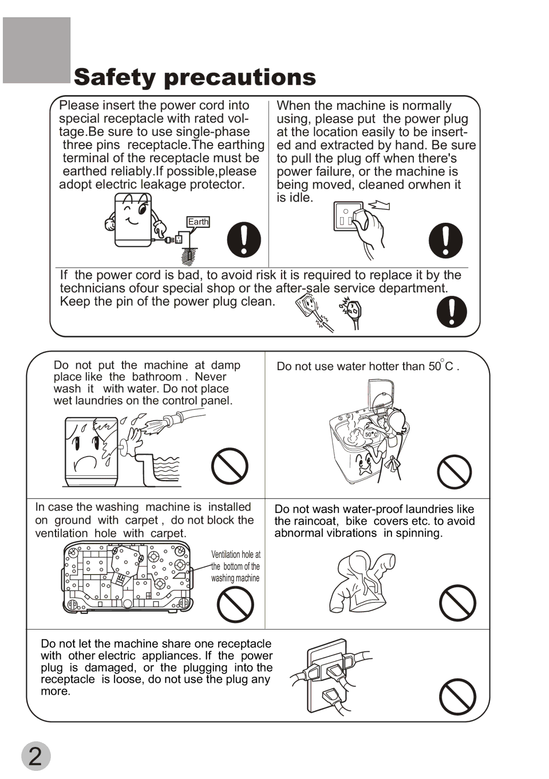 Haier XPB50-ASP user manual Safety precautions 