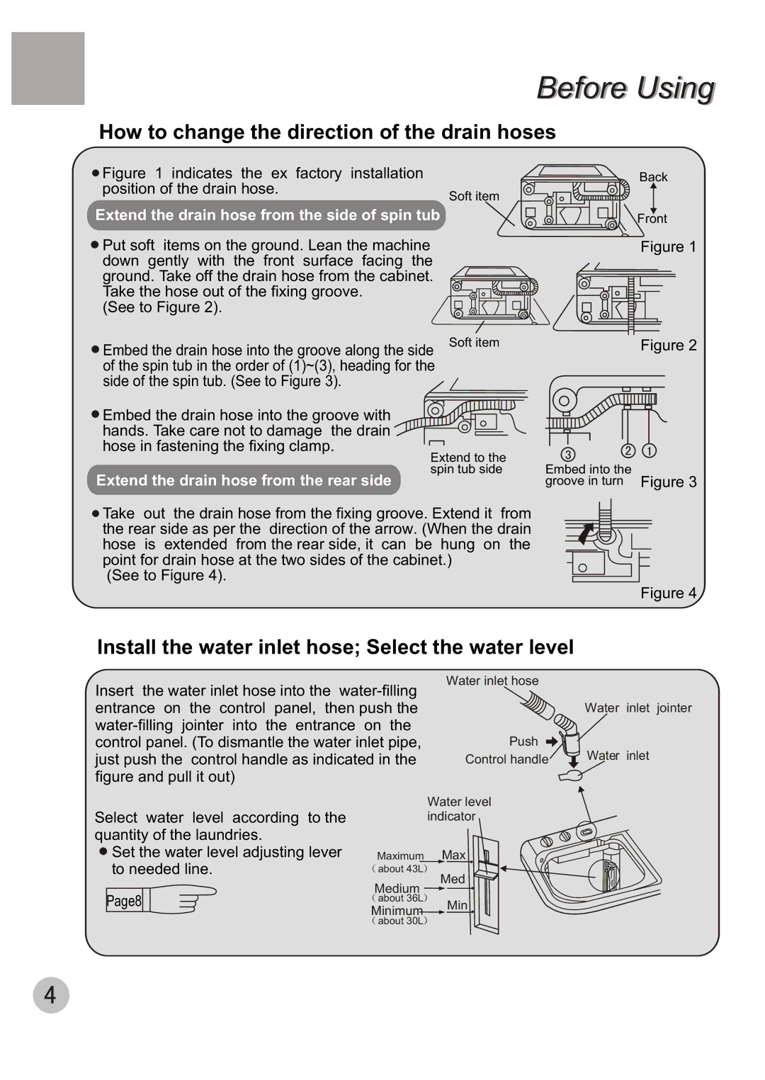 Haier XPB50-BS, XPB50-AS user manual How to change the direction of the drain hoses 