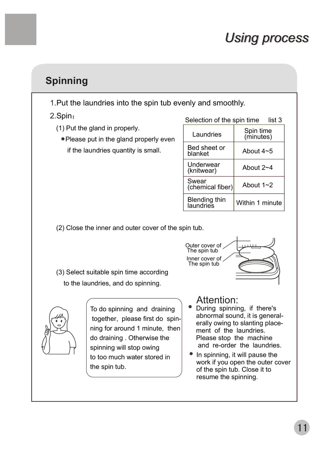 Haier XPB56-23S user manual Spinning 