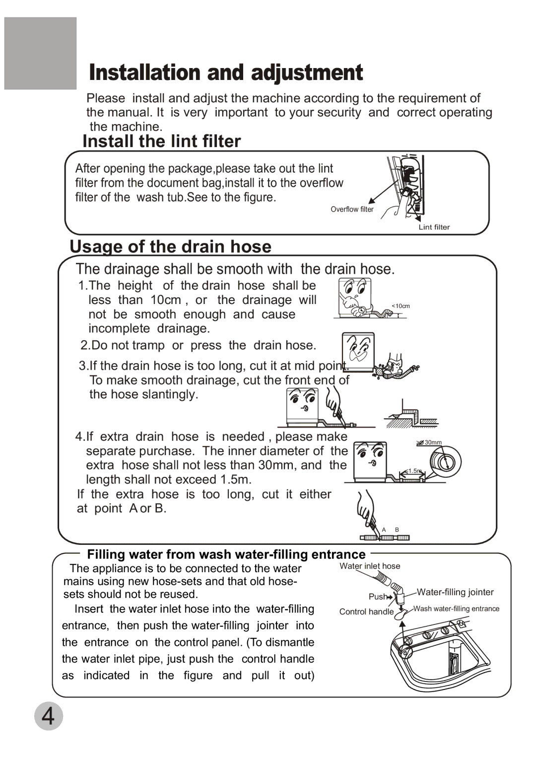 Haier XPB60-111S user manual Installation and adjustment, Install the lint filter 