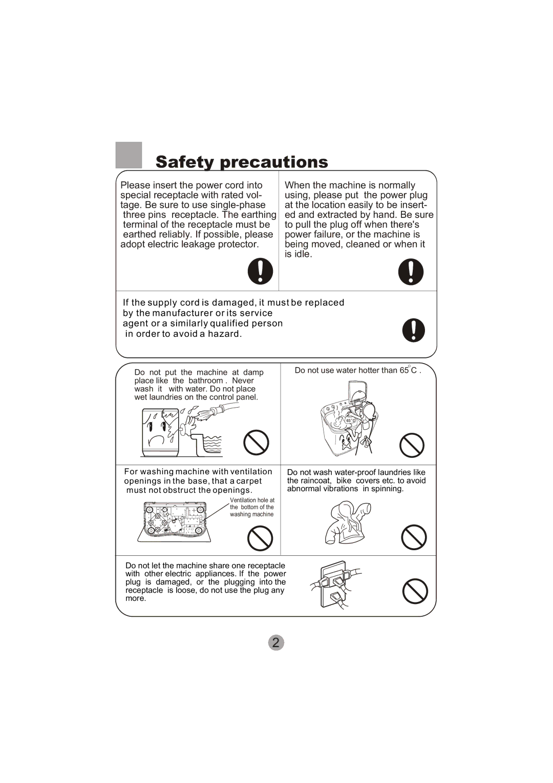 Haier XPB60-113S user manual Safety precautions, Wet laundries on the control panel 