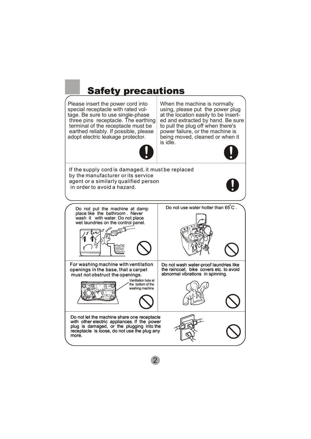 Haier XPB60-113S user manual Safety precautions, agent or a similarly qualified person in order to avoid a hazard 