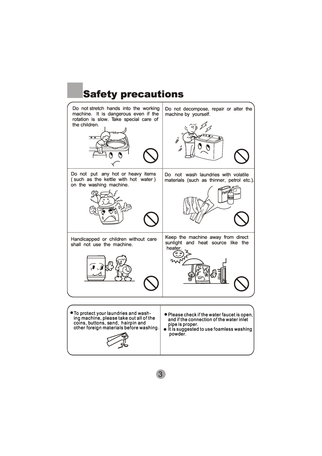 Haier XPB60-113S user manual Safety precautions, Do not decompose, repair or alter the machine by yourself 