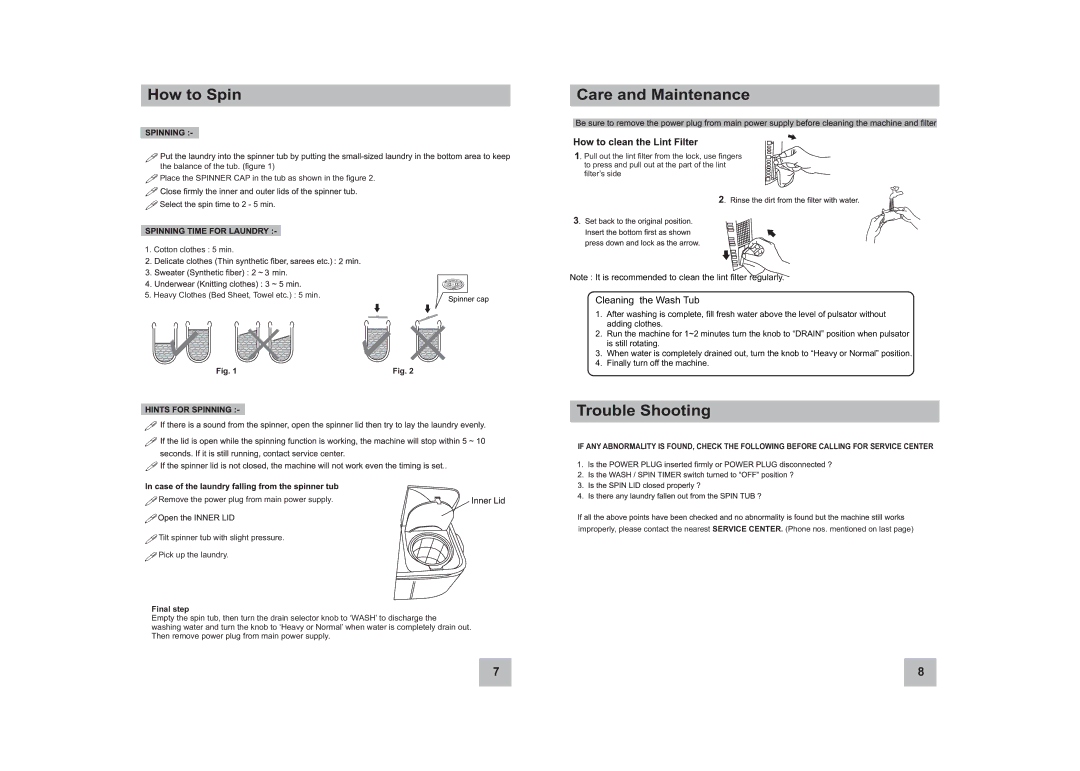 Haier XPB62-0613D instruction manual How to Spin 