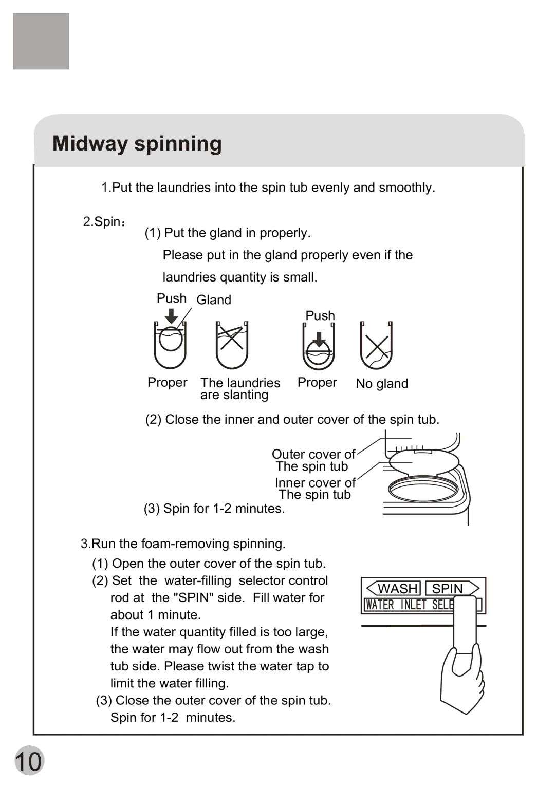 Haier XPB70-112S, XPB70-111S user manual Midway spinning 