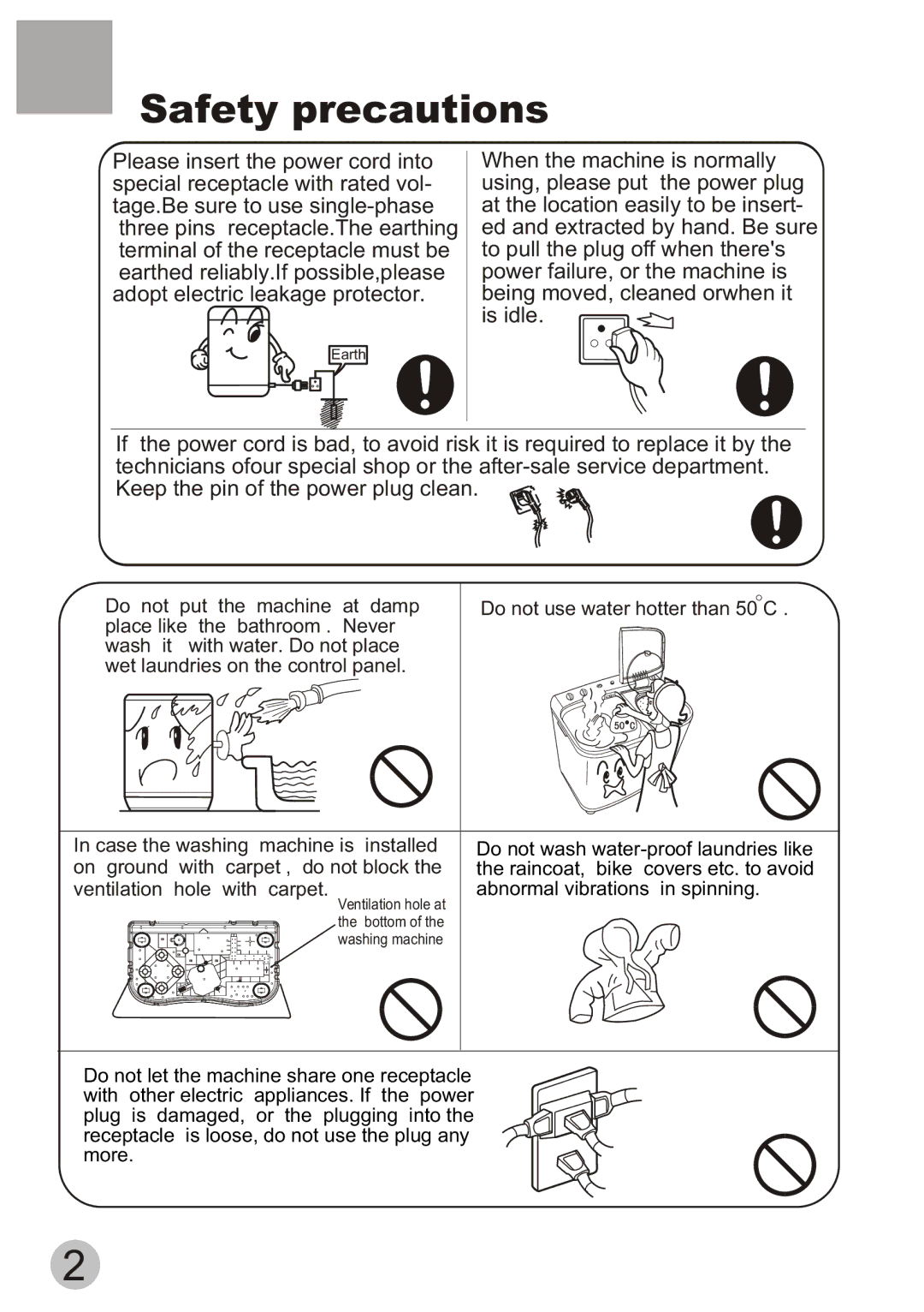 Haier XPB70-112S, XPB70-111S user manual Safety precautions 