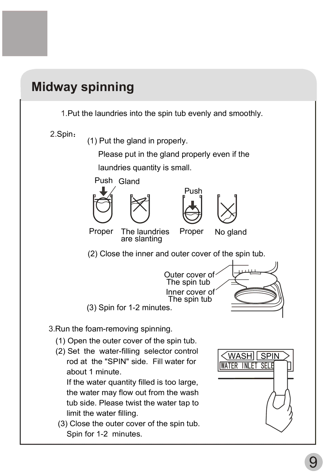 Haier XPB70-113S user manual Midway spinning 