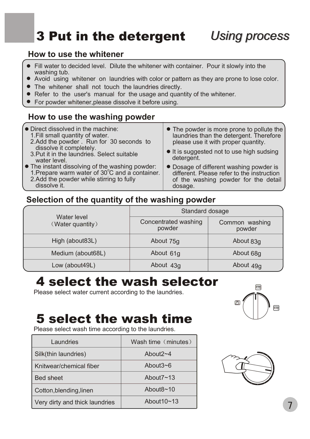 Haier XPB80-50 user manual Put in the detergent, Select the wash selector, Select the wash time 