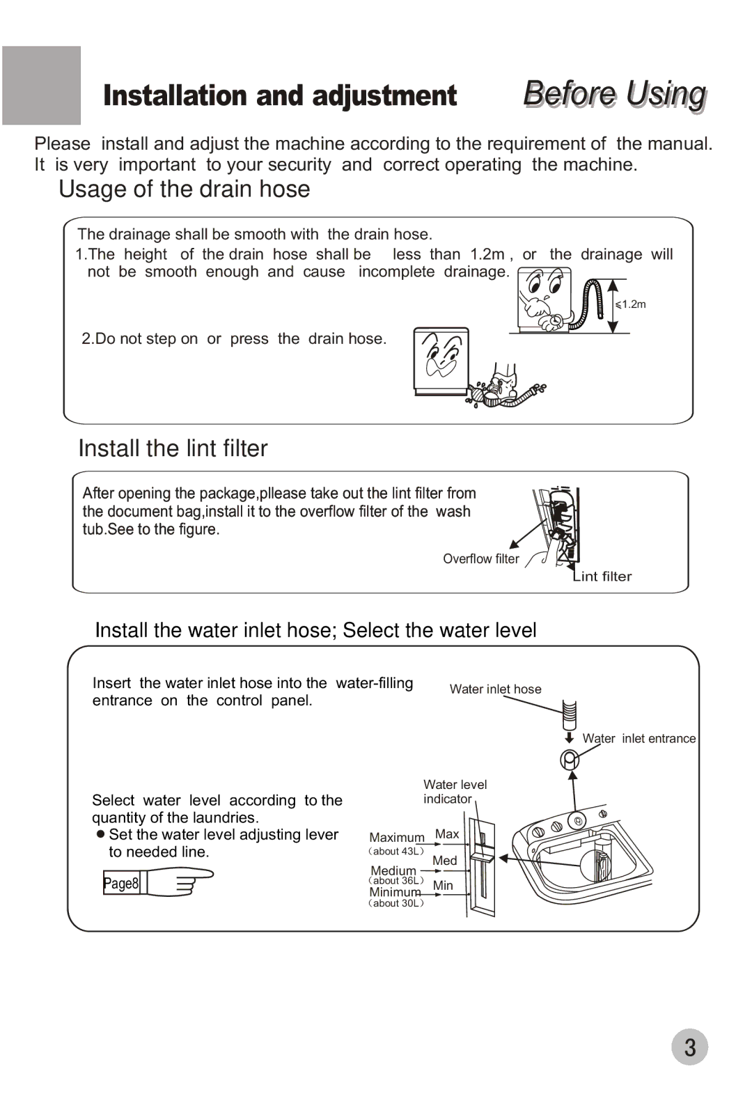 Haier XPB88-LS user manual Installation and adjustment 