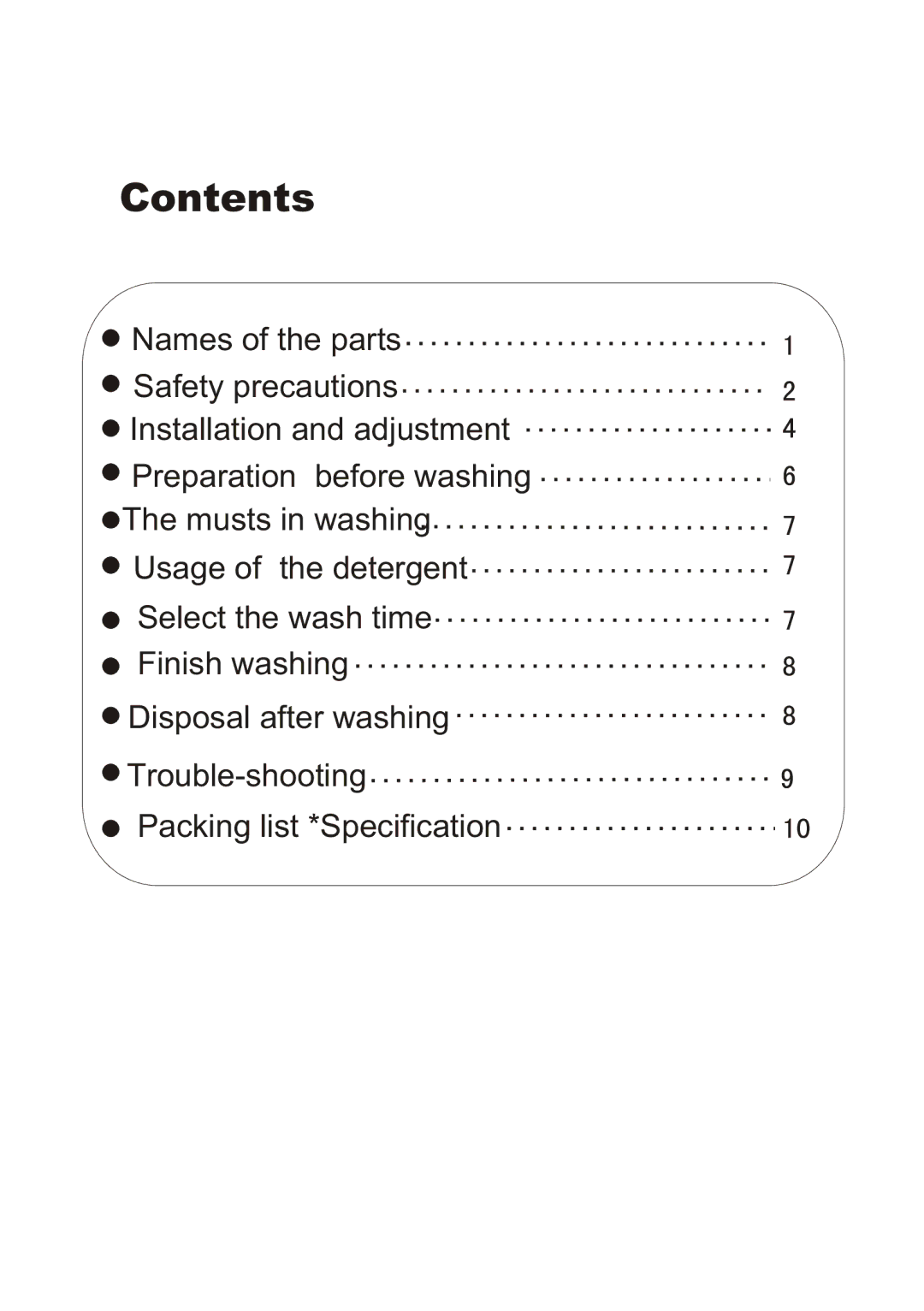 Haier XPM20-A user manual Contents 