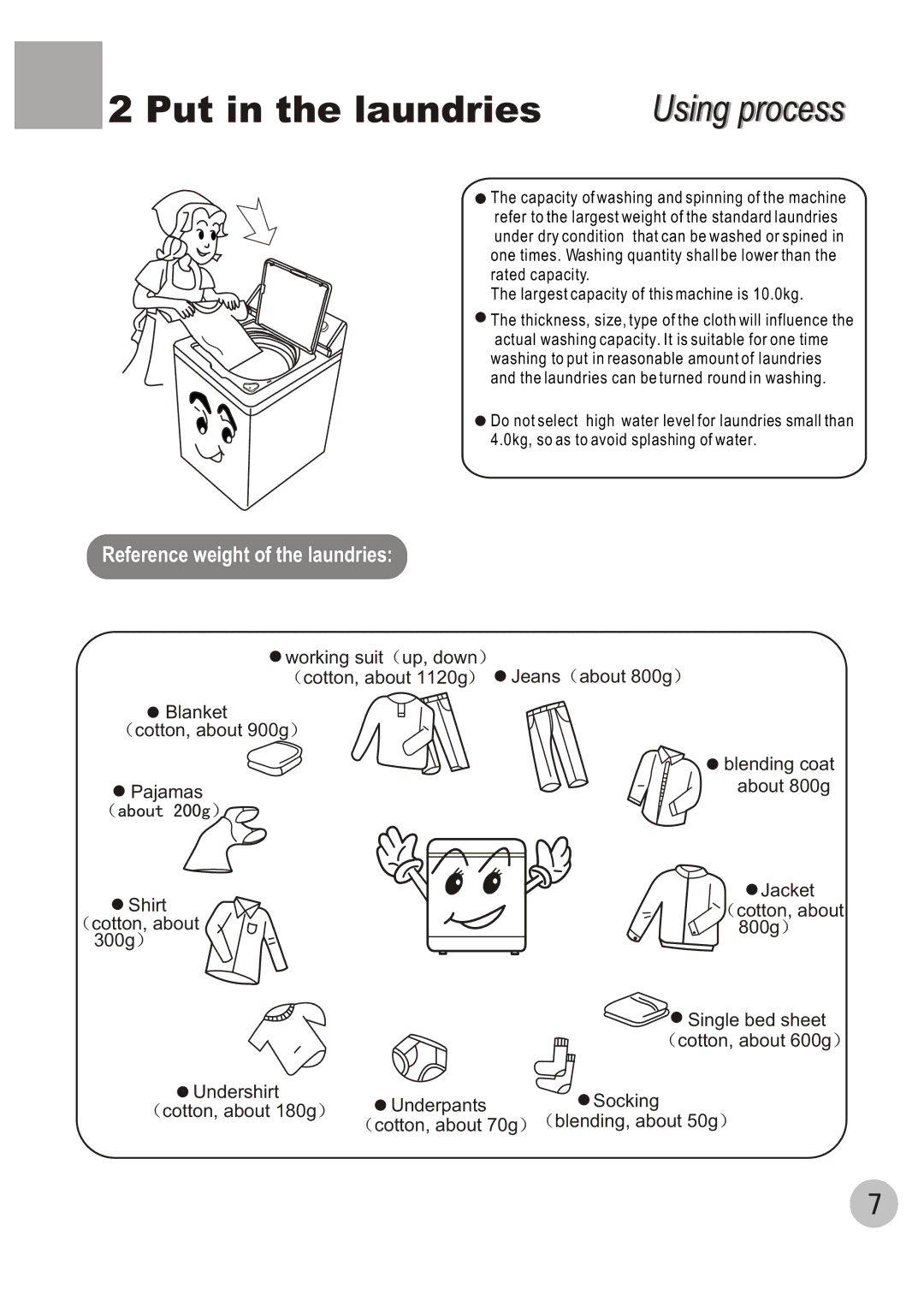 Haier XQB100-96 user manual Put in the laundries, Using i process 