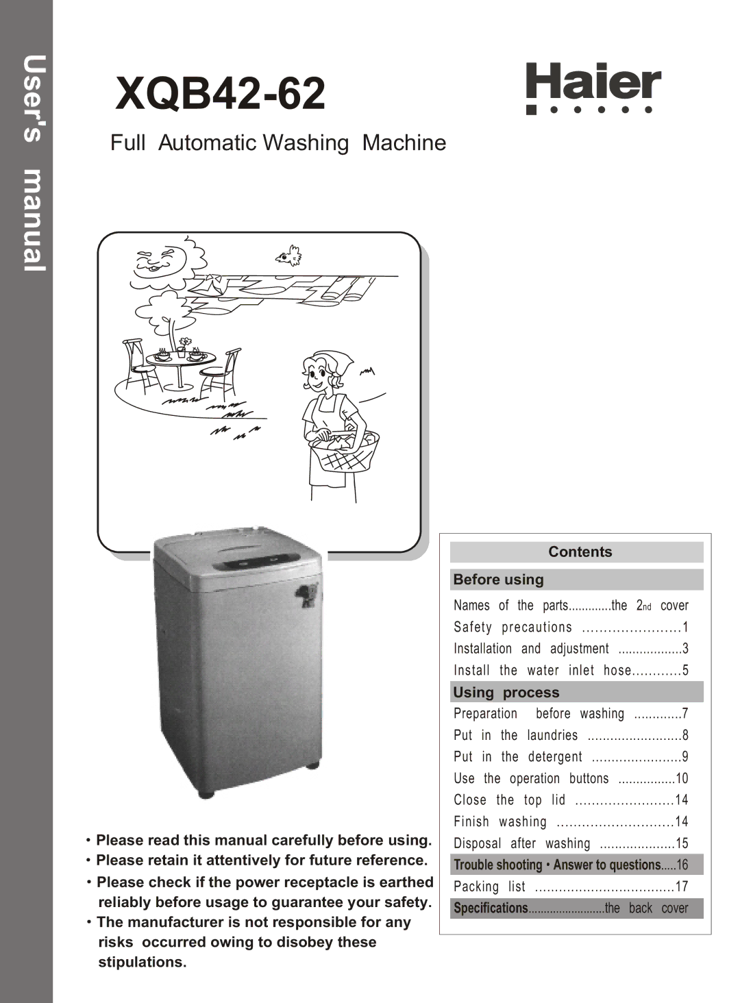 Haier XQB42-62 user manual 