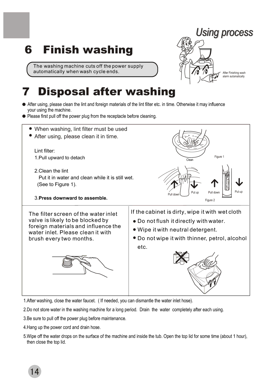 Haier XQB50-10A user manual Finish washing, Disposal after washing 