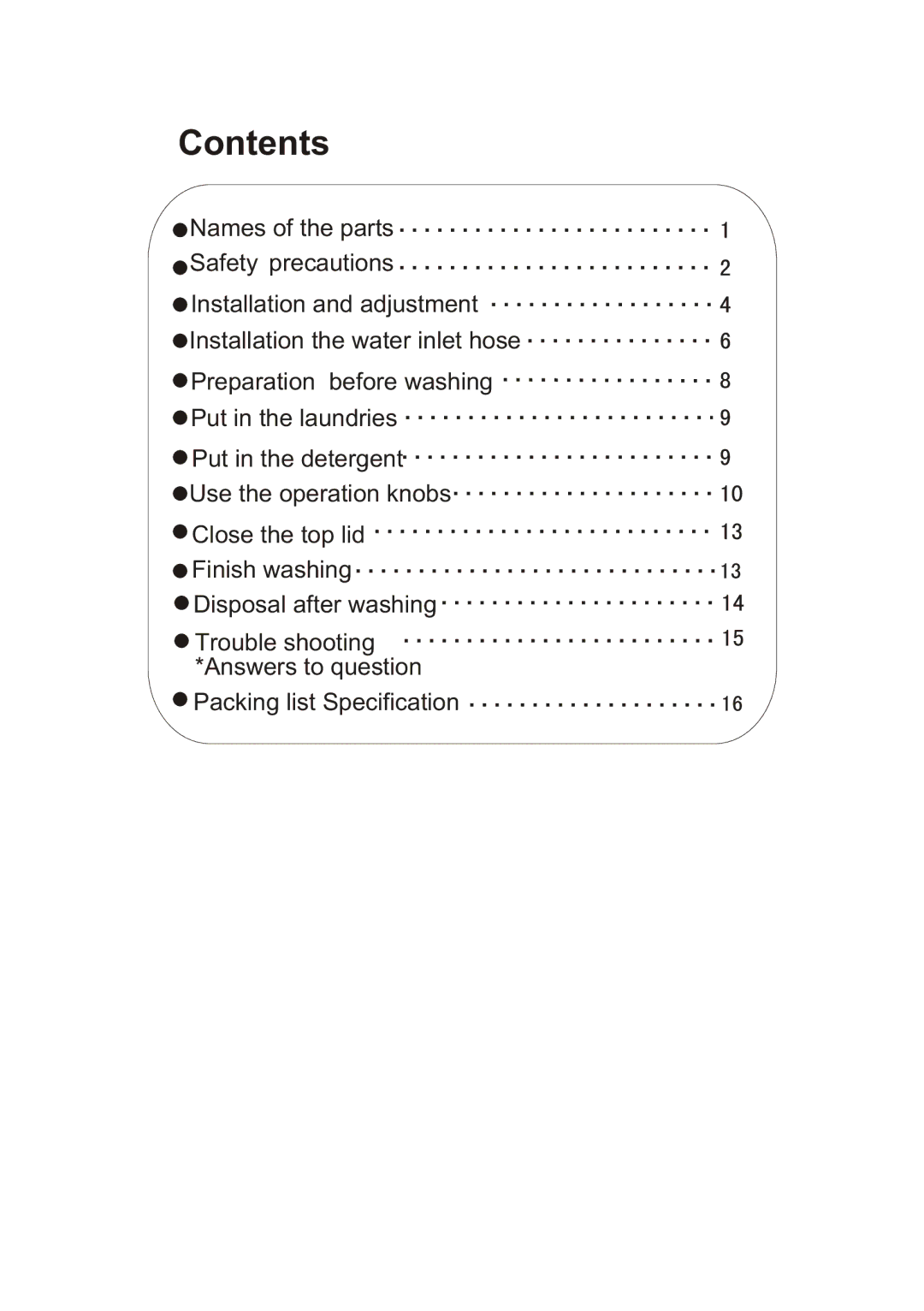 Haier XQB50-68 user manual Contents 