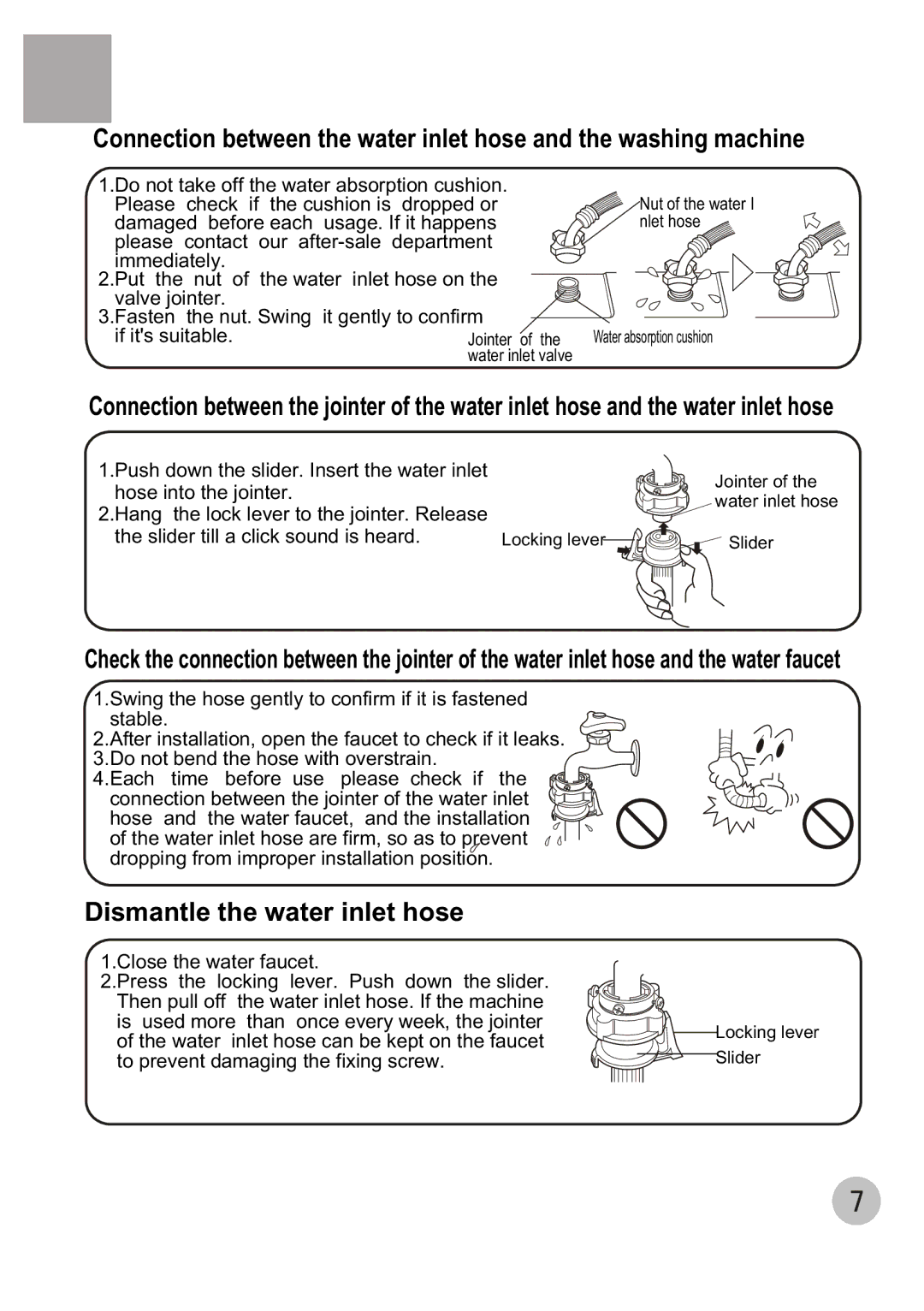 Haier XQB50-68 user manual Dismantle the water inlet hose 