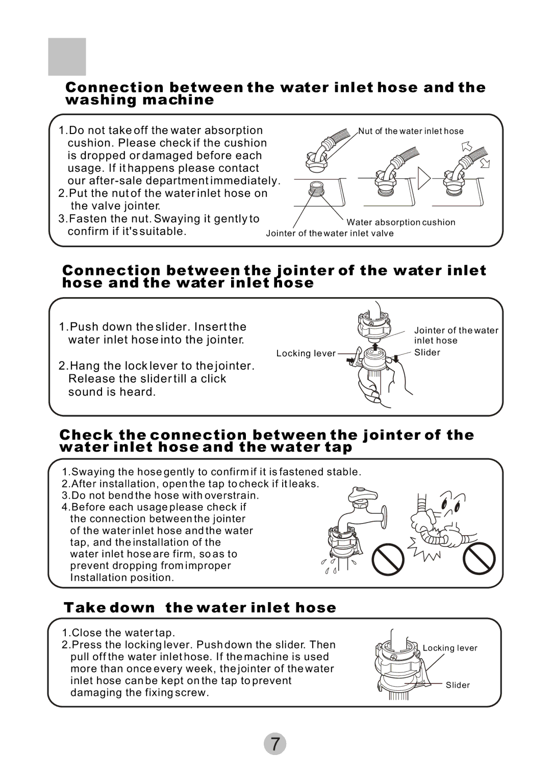 Haier XQB55-10 user manual Take down the water inlet hose 