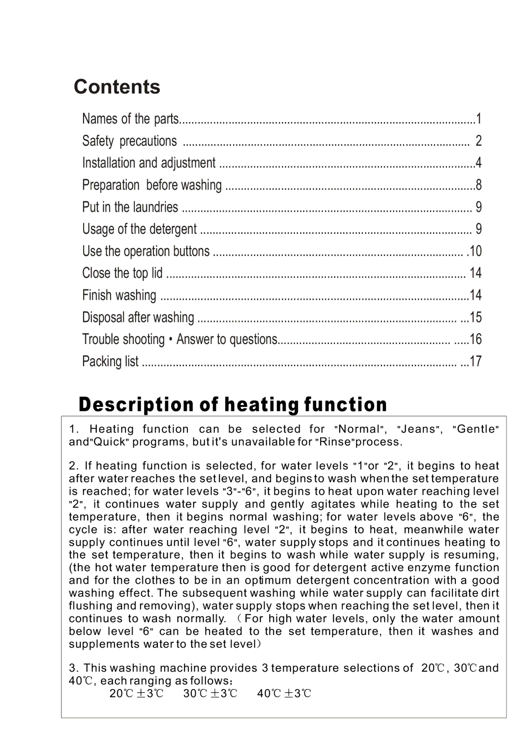 Haier XQB55-10H user manual Contents 