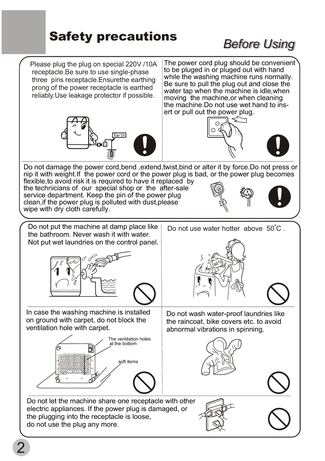 Haier XQB55-10H user manual Safety precautions, Beforef re Usingi 