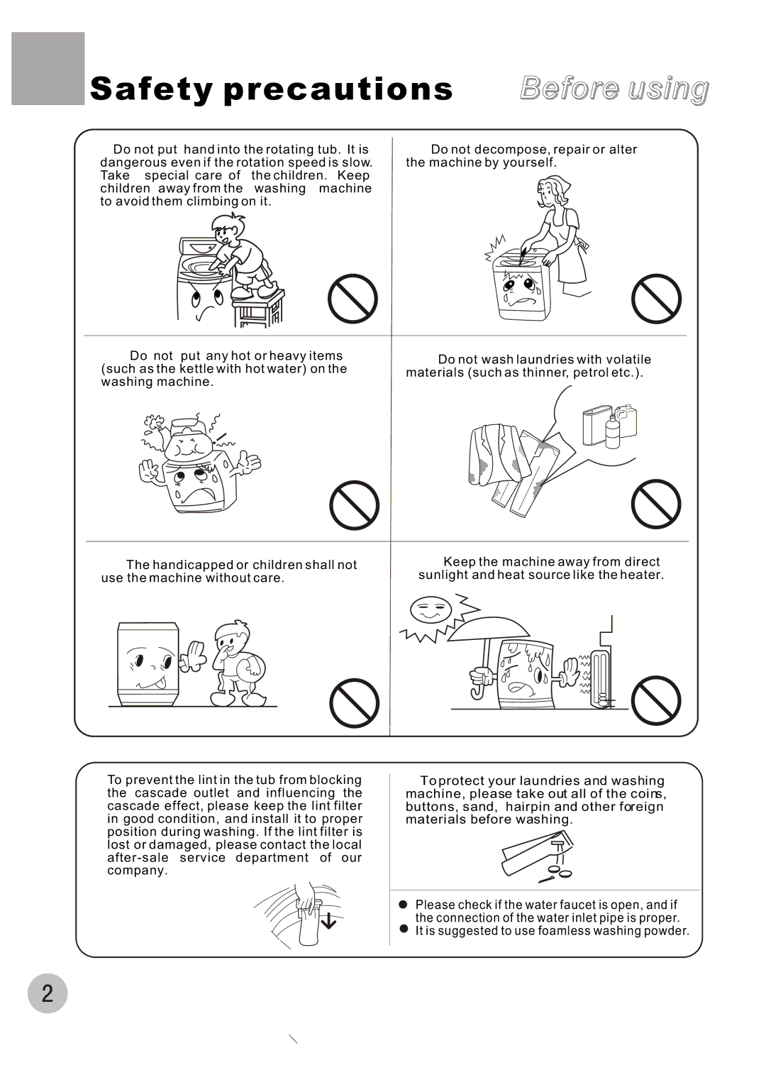 Haier XQB60-C user manual Safety precautions 