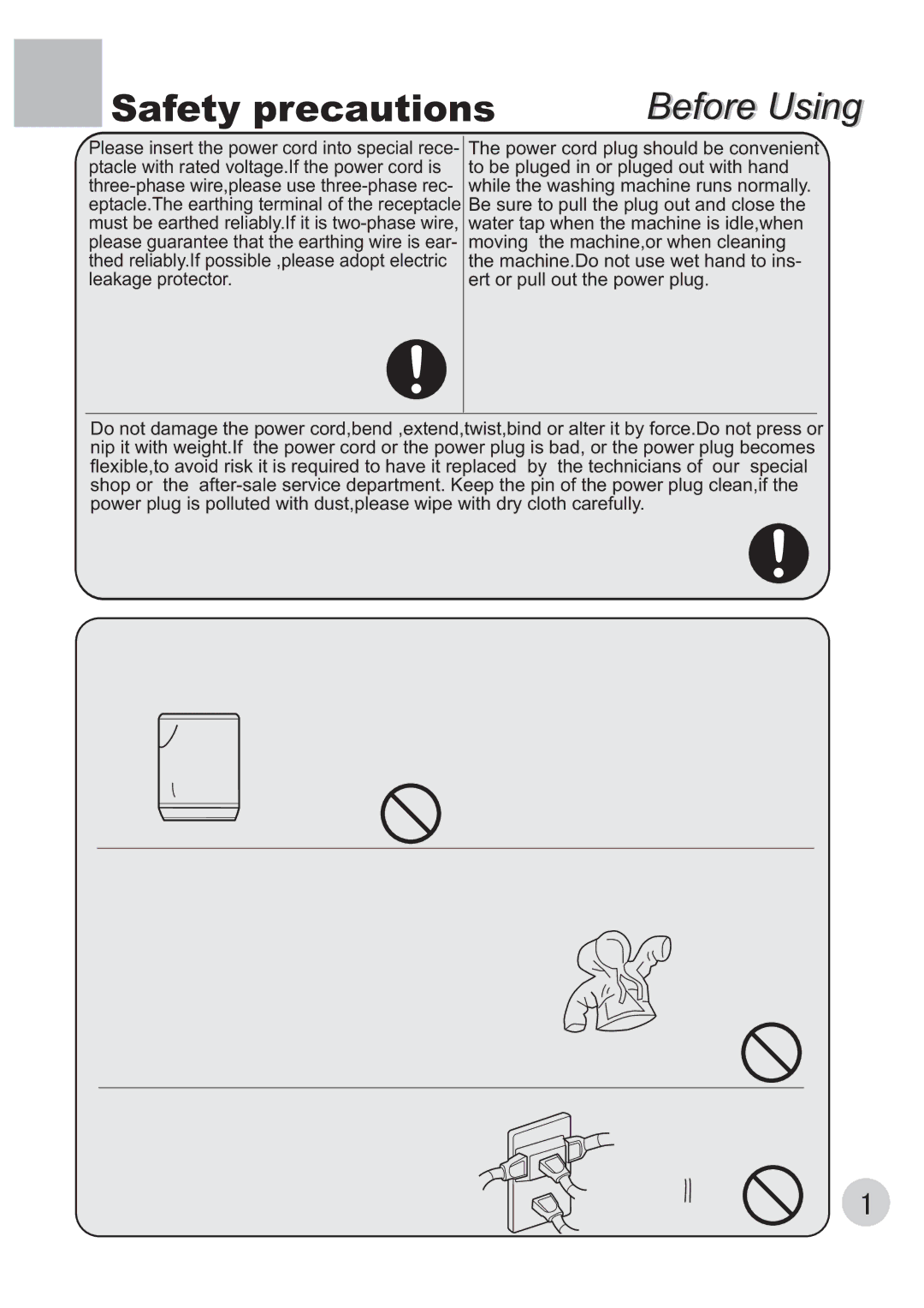 Haier XQB70-10 user manual Safety precautions 