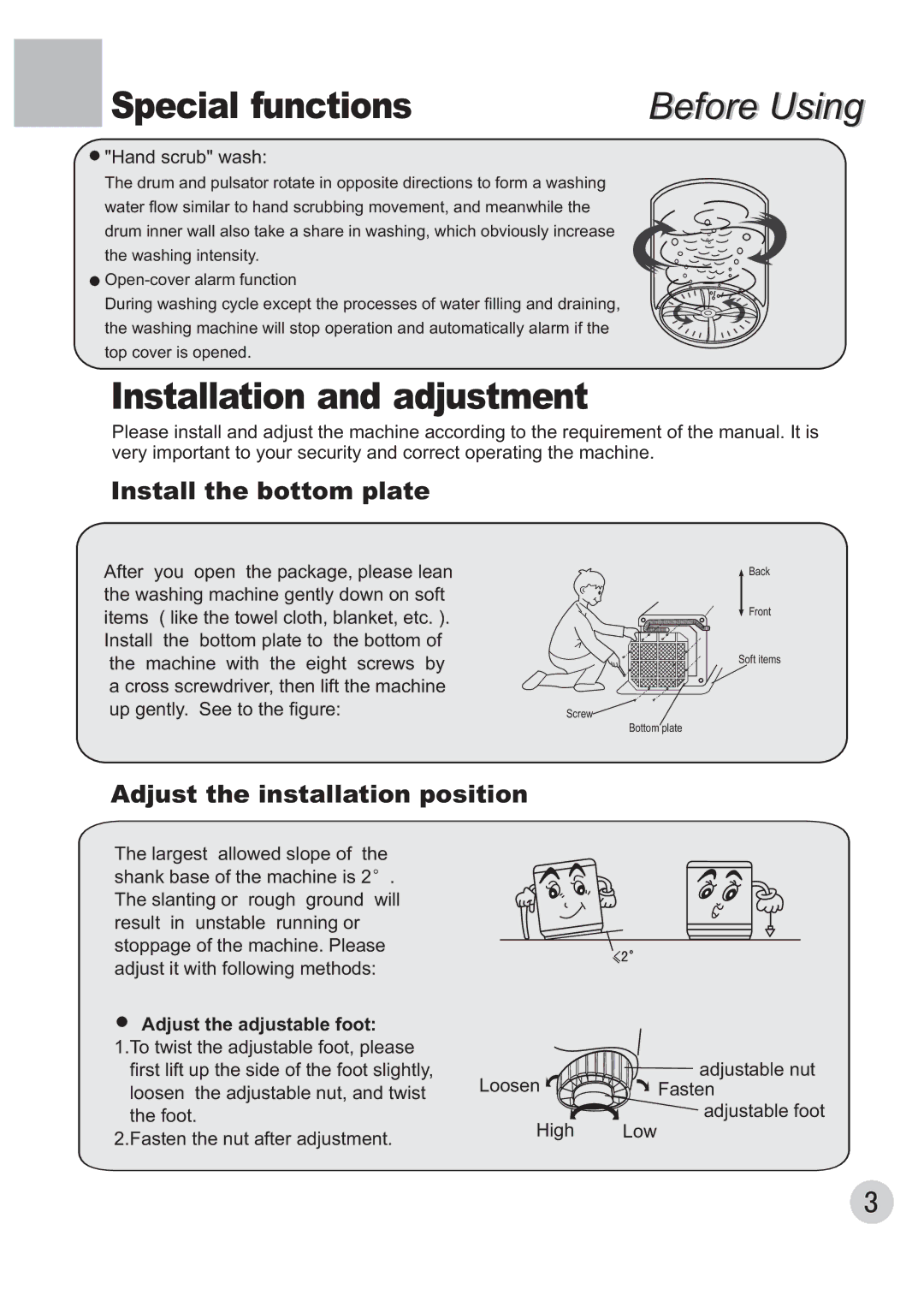 Haier XQB70-10 user manual Special functions 