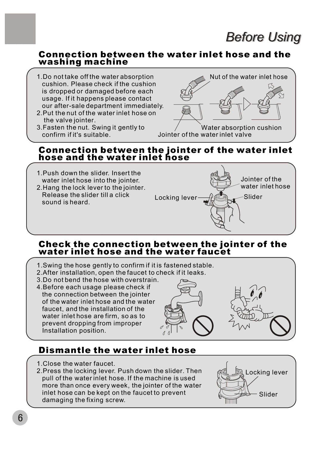 Haier XQBM30-22 user manual Dismantle the water inlet hose 