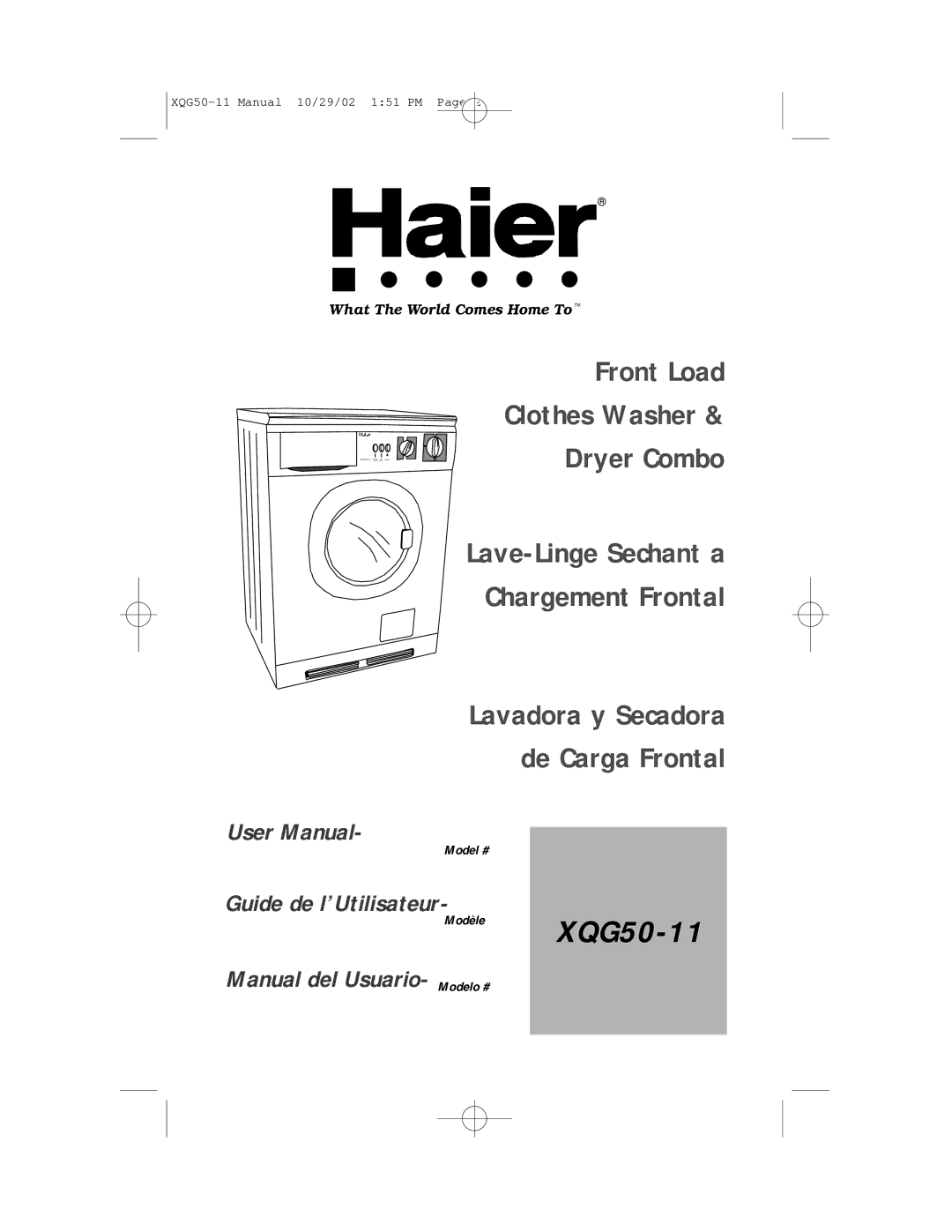 Haier XQG50-11 user manual 