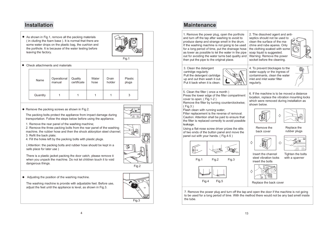 Haier XQG50-S1016 Installation Maintenance, Adjusting the position of the washing machine, Cover to open -2 