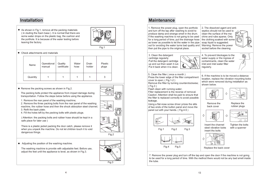 Haier XQG50-S1216 Installation Maintenance, Adjusting the position of the washing machine, Cover to open -2 