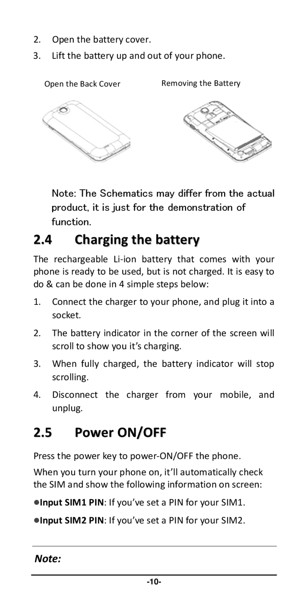 Haier Y-716 user manual Charging the battery, Power ON/OFF 