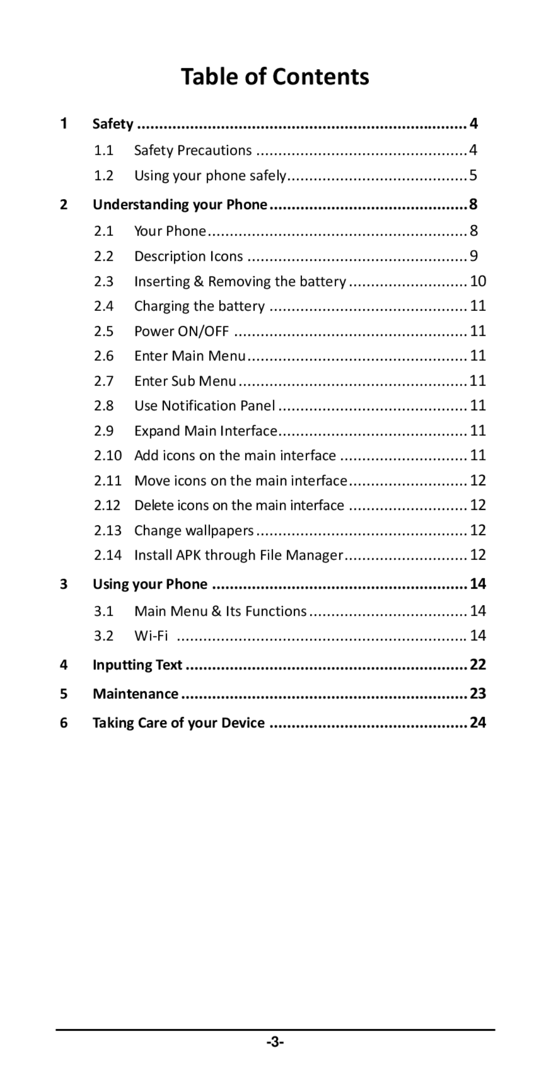 Haier Y-716 user manual Table of Contents 