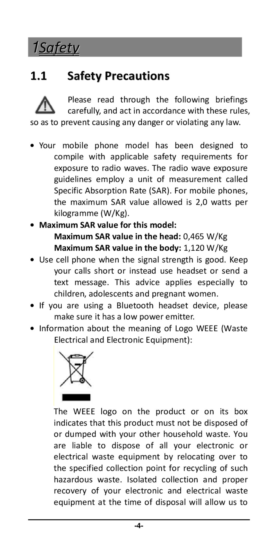 Haier Y-716 user manual 1Safety, Safety Precautions 