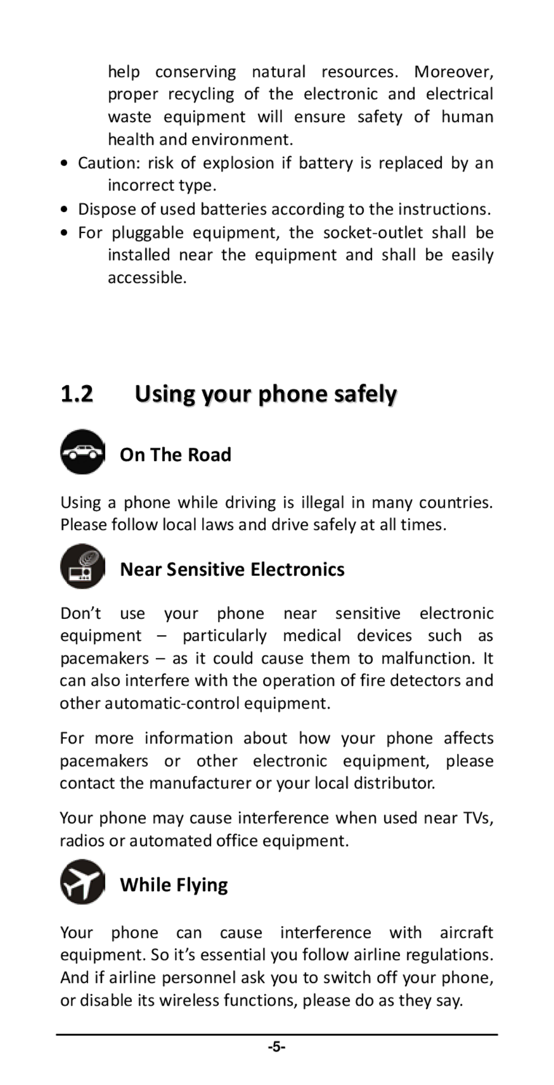 Haier Y-716 user manual Using your phone safely, On The Road 