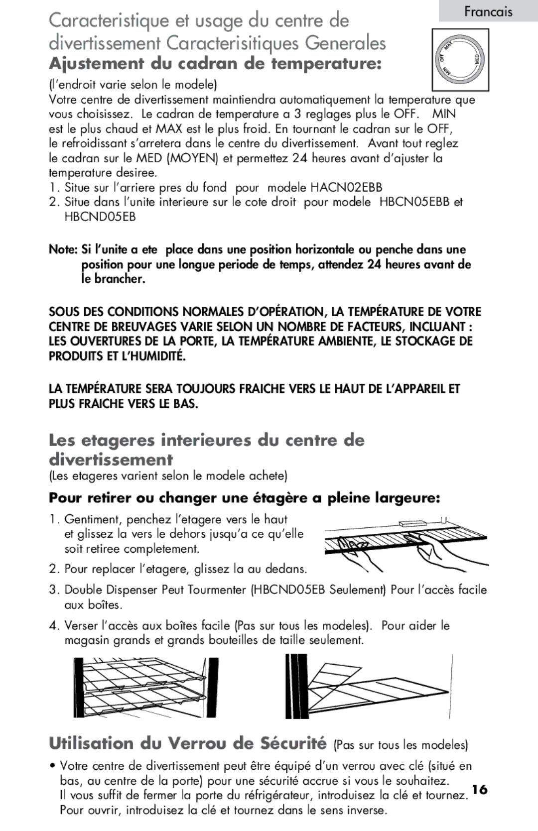 Haier ZHBCN05FVS user manual Caracteristique et usage du centre de, Divertissement Caracterisitiques Generales 