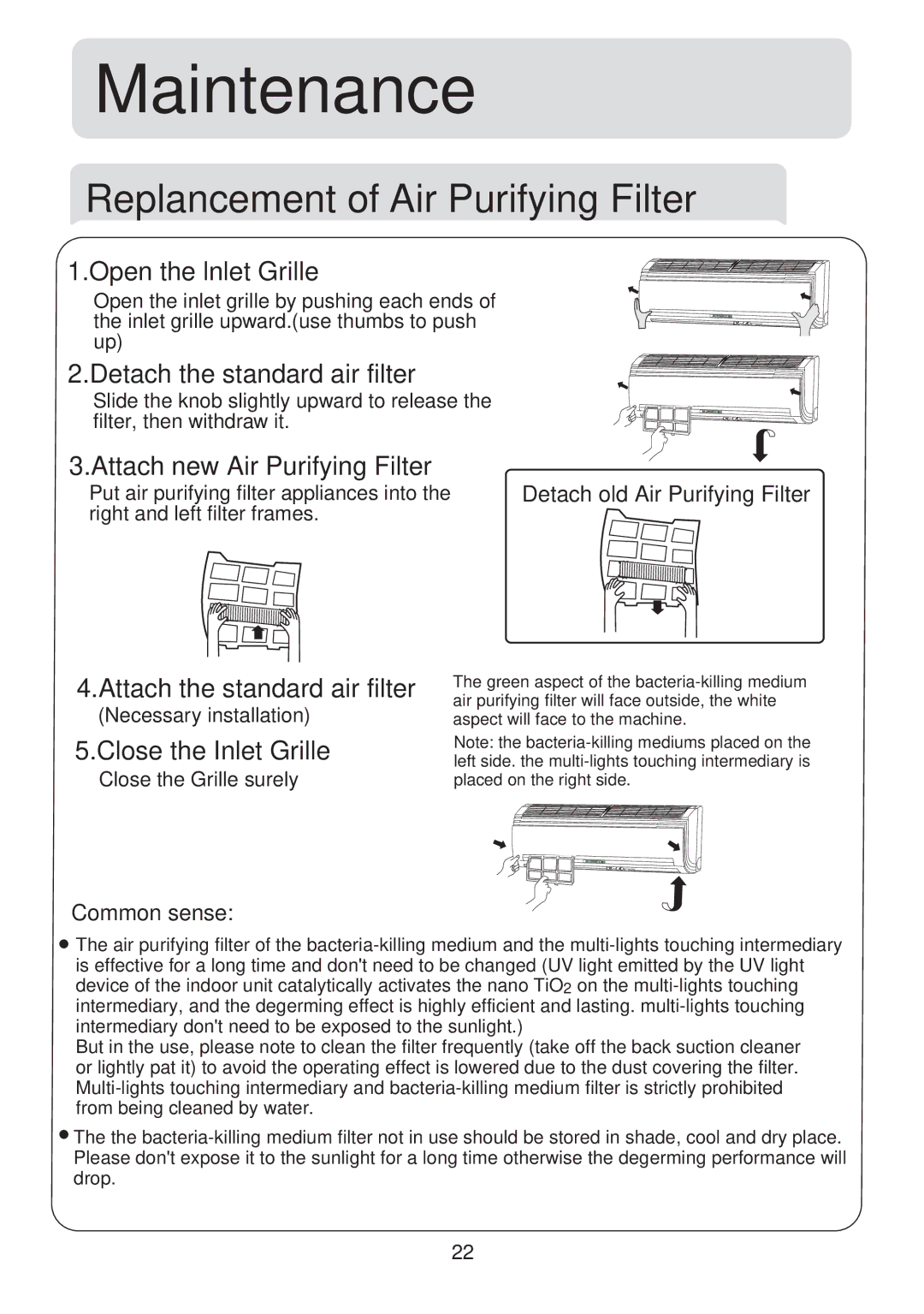 Haier HSU-09C03, HSU-09H03, HSU-12C03, HSU-12H03, HSU-18C03, HSU-18H03, HSU-22C03, HSU-22H03 operation manual Common sense 