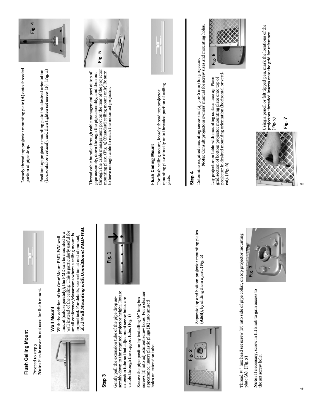 Hakuba PMD2, PMD1 installation instructions Flush Ceiling Mount, Wall Mount, Step 