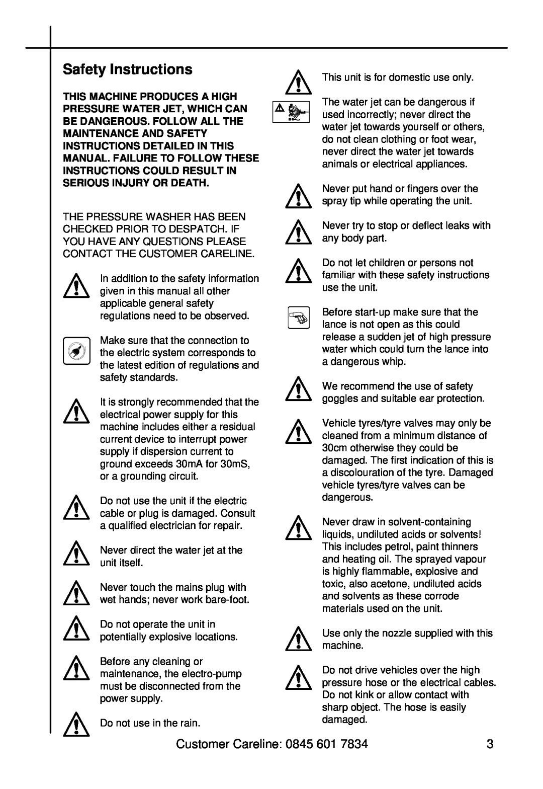 Halfords HP 1400 manual Safety Instructions 