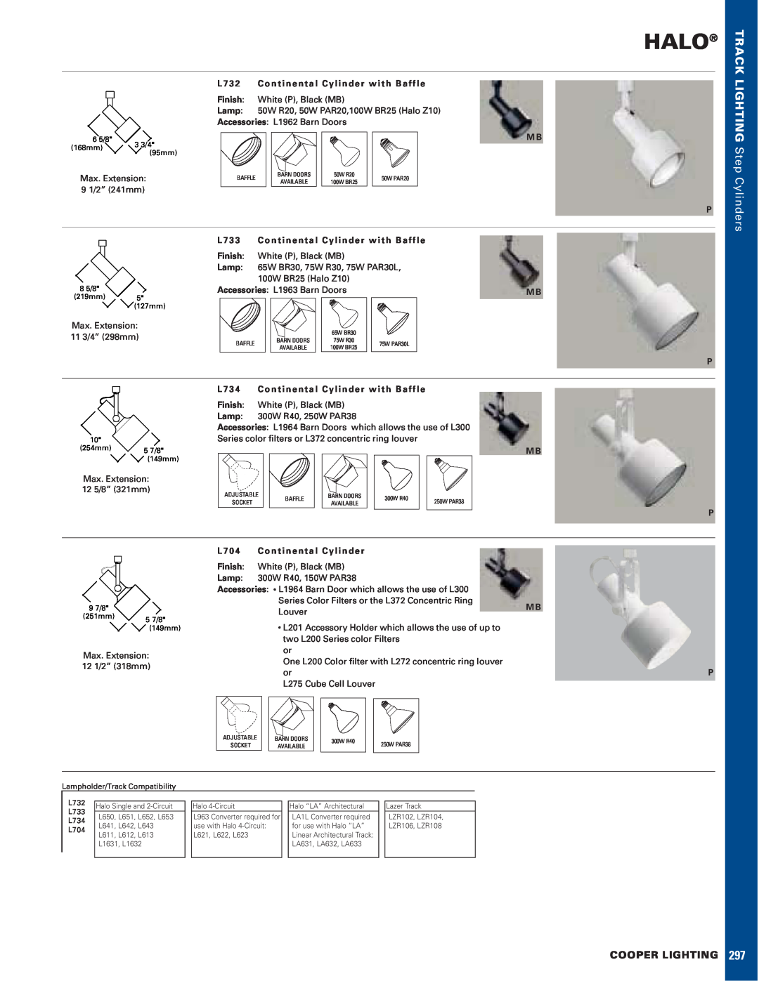 Halo Lighting System A225 manual Halo, TRACK LIGHTING Step Cylinders, Cooper Lighting 