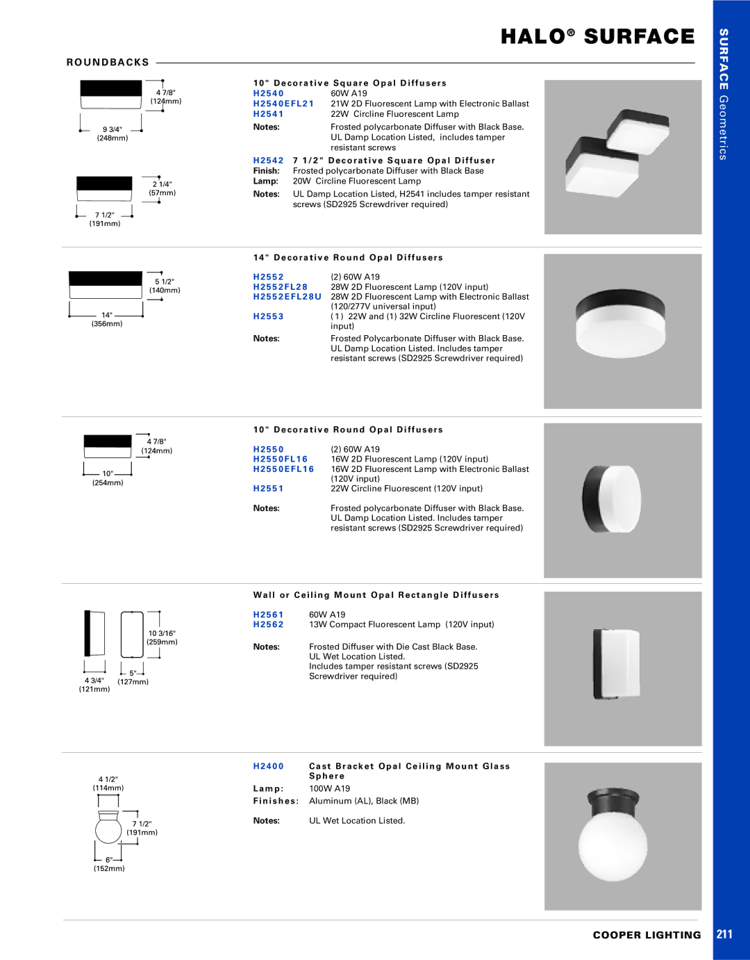 Halo Lighting System H2540 manual Halo Surface 