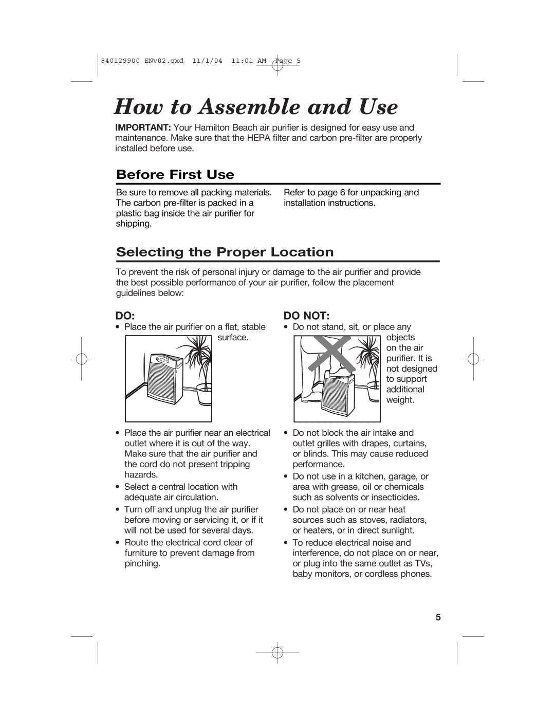 Hamilton Beach 04161, 04162, 04160 manual How to Assemble and Use, Before First Use, Selecting the Proper Location 