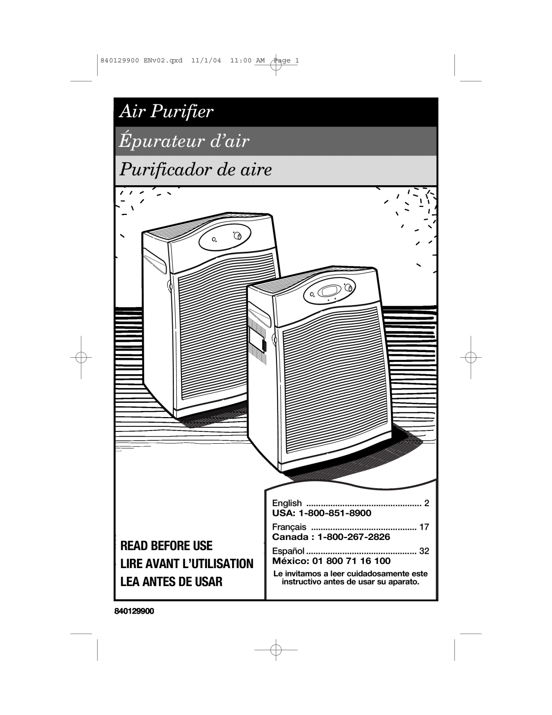 Hamilton Beach 04160 manual Read Before Use, Lire Avant L’Utilisation Lea Antes De Usar, Air Purifier Épurateur d’air 