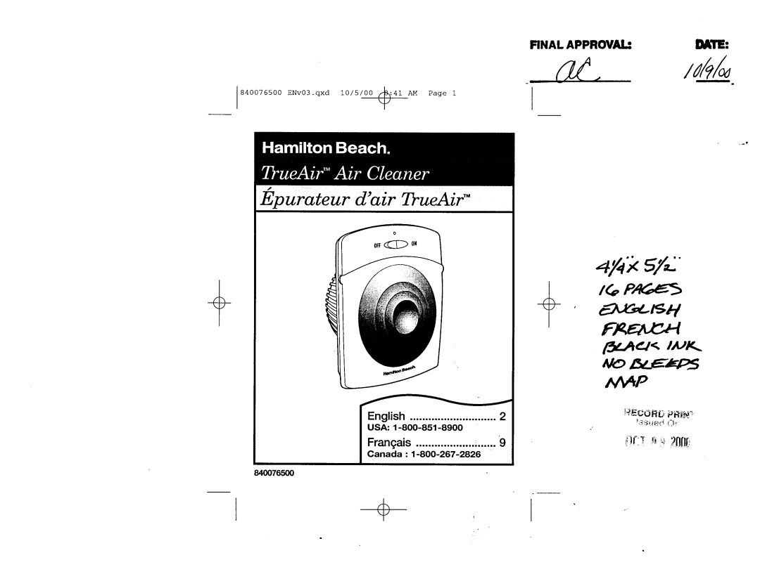 Hamilton Beach 04255 manual 