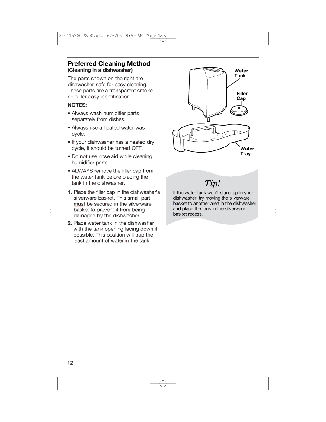 Hamilton Beach 05519C, 05520C, 05518C, 05910, 05521C, 05920 manual Tip, Cleaning in a dishwasher 