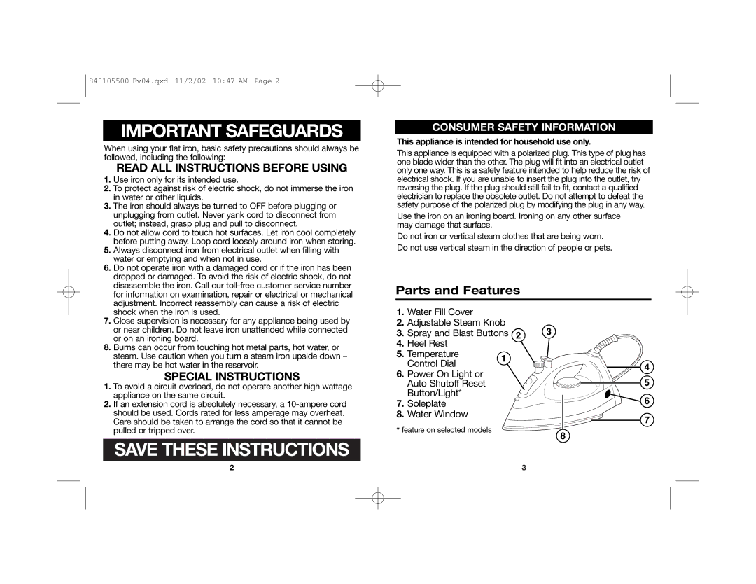 Hamilton Beach 14515R manual Parts and Features, This appliance is intended for household use only 