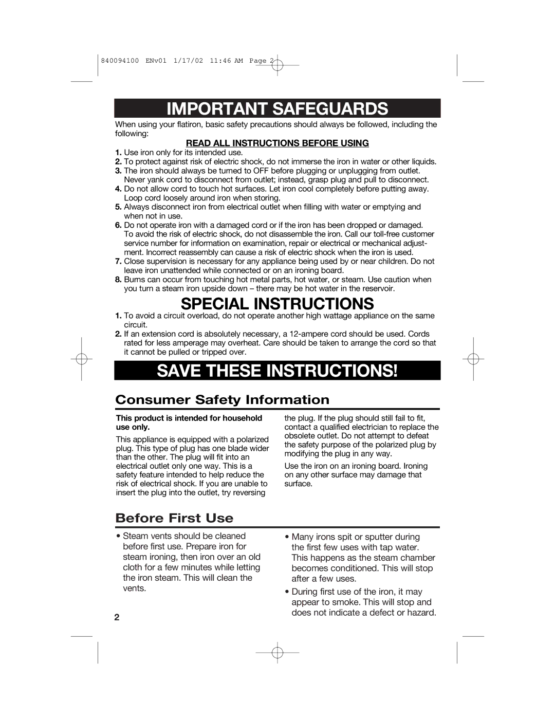 Hamilton Beach 14700 manual Consumer Safety Information, Before First Use, Read ALL Instructions Before Using 