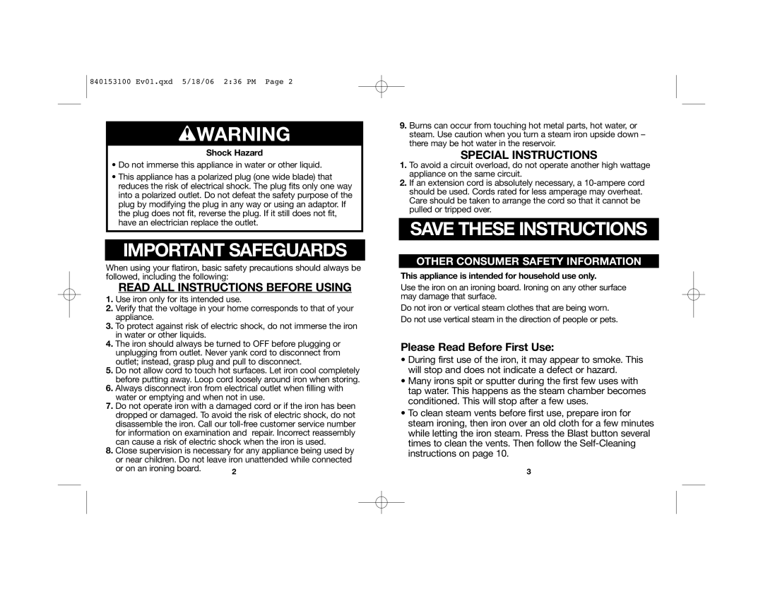 Hamilton Beach 14975 manual Please Read Before First Use, Shock Hazard, This appliance is intended for household use only 