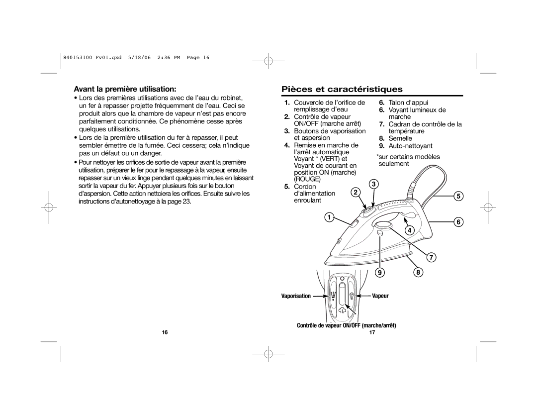 Hamilton Beach 14975 manual Pièces et caractéristiques, Avant la première utilisation 