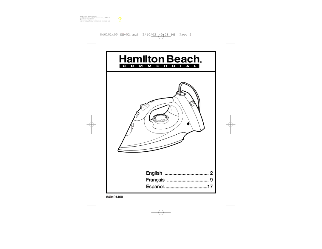 Hamilton Beach 19031 manual English Français Español 