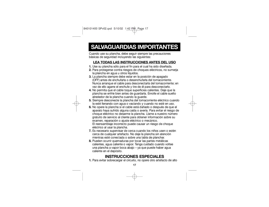 Hamilton Beach 19031 manual Salvaguardias Importantes, LEA Todas LAS Instrucciones Antes DEL USO 