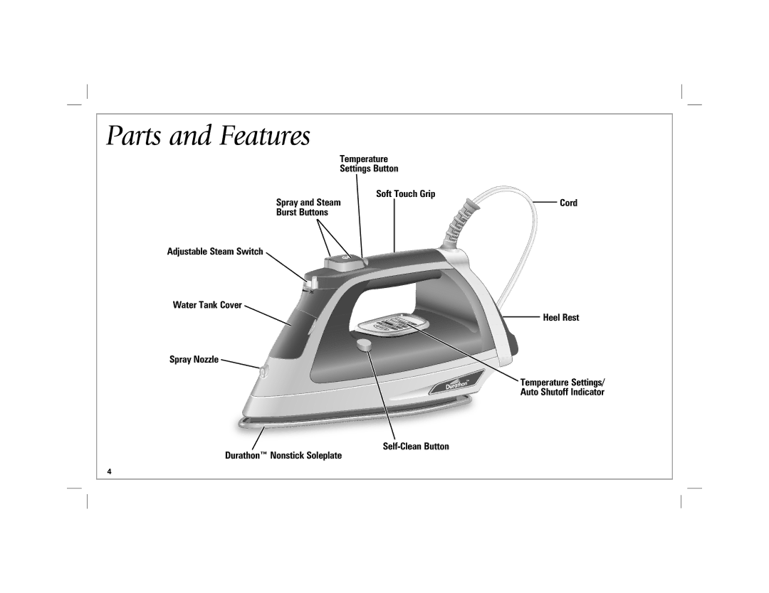 Hamilton Beach 19801 manual Parts and Features 